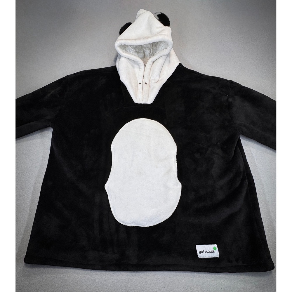 Girl Scouts Panda Oversized Wearable Blanket Hoodie Black White Plush Fleece